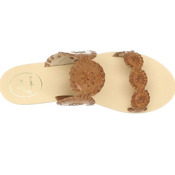 Jack Rogers Leather Lauren Slide Sandal Floral Shaped Low Stacked Heel - Picture 12 of 14